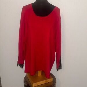 Lane Bryant Lace Sleeve Detailed Pullover Scoop Nexk Sweater size 22/24 NWT